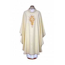 Ornat haftowany ecru - krzyż (10) - Ornaty białe/ ecru