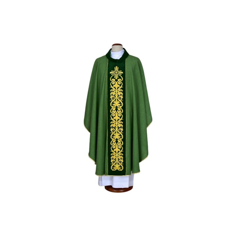 Ornat zielony haftowany - krzyż, ornament (19) - Ornaty zielone - Ornat zielony haftowany - krzyż, ornament (19)