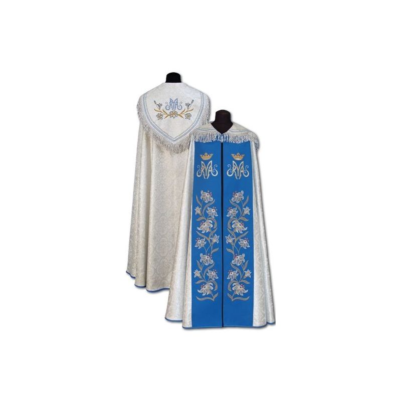 Kapa srebrna Maryjna - bogato haftowana - KAPY LITURGICZNE - Kapa srebrna Maryjna - bogato haftowana