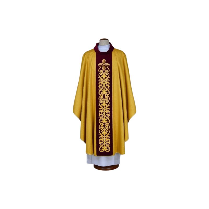 Ornat złoty haftowany - krzyż, ornament (19) - Ornaty złote/srebrne - Ornat złoty haftowany - krzyż, ornament (19)
