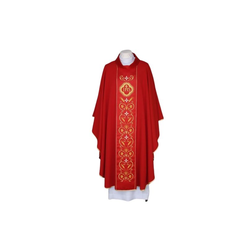 Ornat czerwony haftowany, pas atłasowy - IHS (23) - Ornaty czerwone - Ornat czerwony haftowany, pas atłasowy - IHS (23)