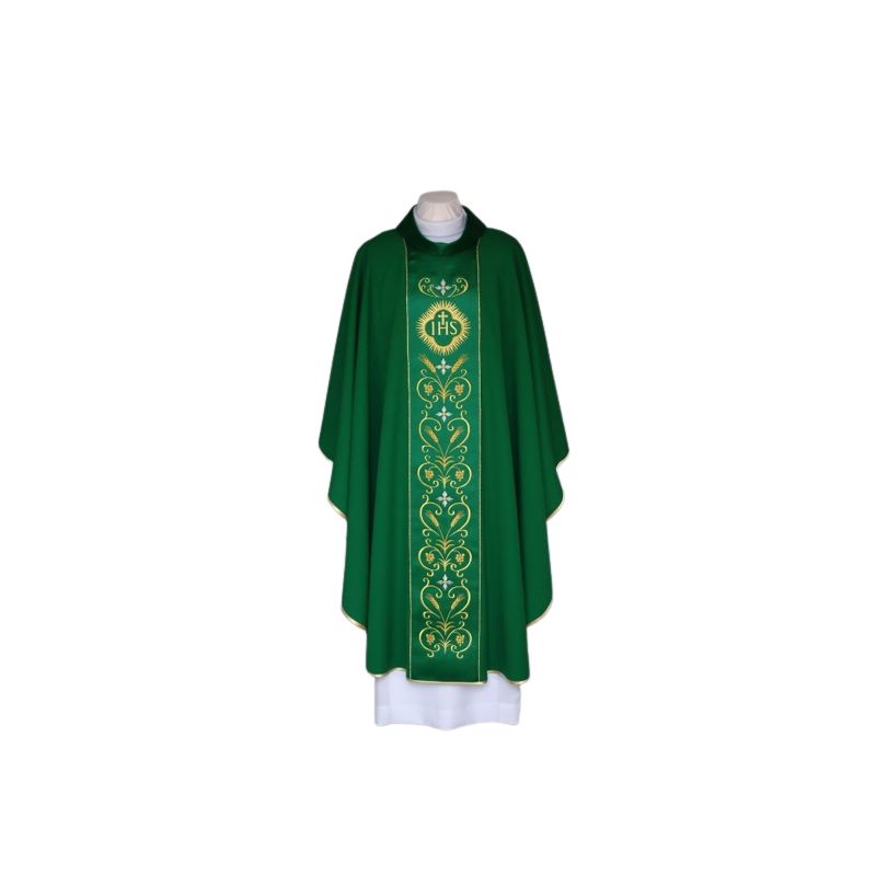 Ornat zielony haftowany, pas atłasowy - IHS (23) - Ornaty zielone - Ornat zielony haftowany, pas atłasowy - IHS (23)