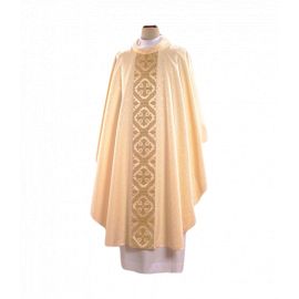 Ornat haftowany ecru - tkany, elegancki pas (54) - Ornaty białe/ ecru