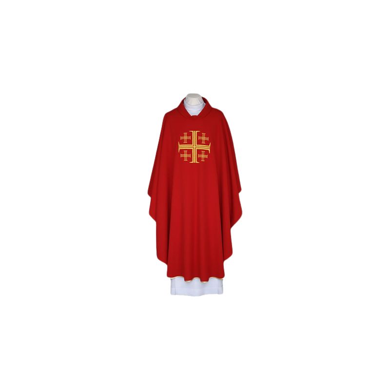 Ornat haftowany czerwony - Krzyż Jerozolimski (86) - Ornaty czerwone - Ornat haftowany czerwony - Krzyż Jerozolimski (86)