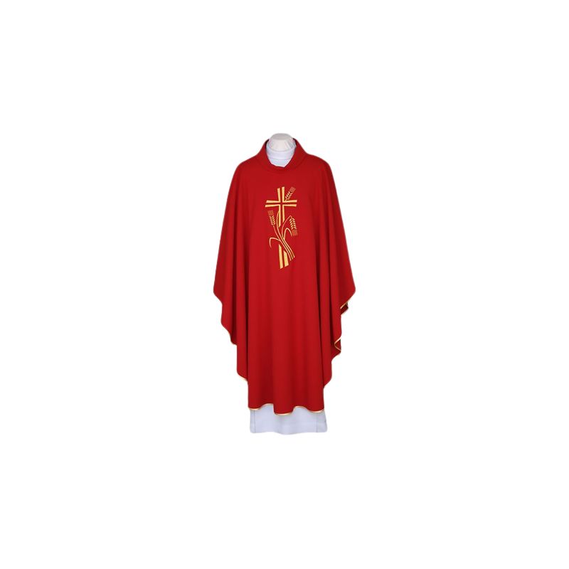 Ornat czerwony, pas haftowany - Krzyż, kłosy (118) - Ornaty czerwone - Ornat czerwony, pas haftowany - Krzyż, kłosy (118)