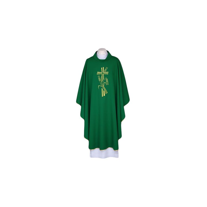 Ornat zielony, pas haftowany - Krzyż, kłosy (121) - Ornaty zielone - Ornat zielony, pas haftowany - Krzyż, kłosy (121)