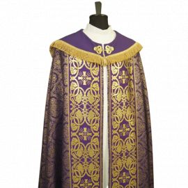 Kapa gotycka haftowana, fioletowa z dodatkami złotymi (91) - KAPY LITURGICZNE - zdjęcie 2 - Kapa gotycka haftowana, fioletowa z dodatkami złotymi (91)