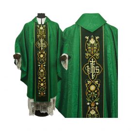Ornat gotycki IHS żakard - kolory liturgiczne (16) - Ornaty haftowane