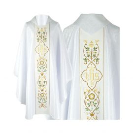 Ornat gotycki IHS żakard - kolory liturgiczne (16) - Ornaty haftowane - zdjęcie 2 - Ornat gotycki IHS  żorżeta - kolory liturgiczne (15)