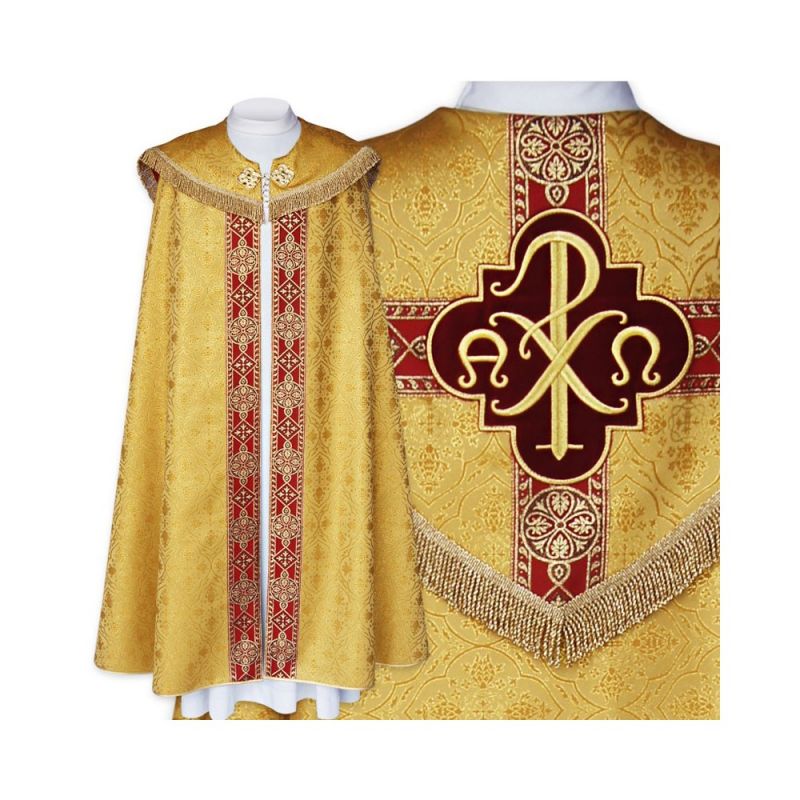 Kapa semi gotycka haftowana - kolor złoty (93) - KAPY LITURGICZNE - Kapa semi gotycka haftowana - kolor złoty (93)
