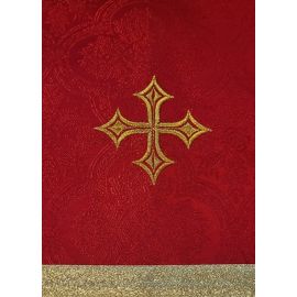 Welon na kielich czerwony, ozdobny krzyż + złota taśma - Welon na monstrancje, kielich