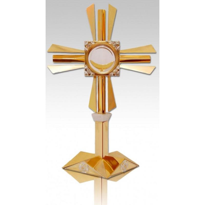 Monstrancja złocona ze srebrnymi ozdobami - 52 cm (S042) - MONSTRANCJE - Monstrancja złocona ze srebrnymi ozdobami - 52 cm (S042)