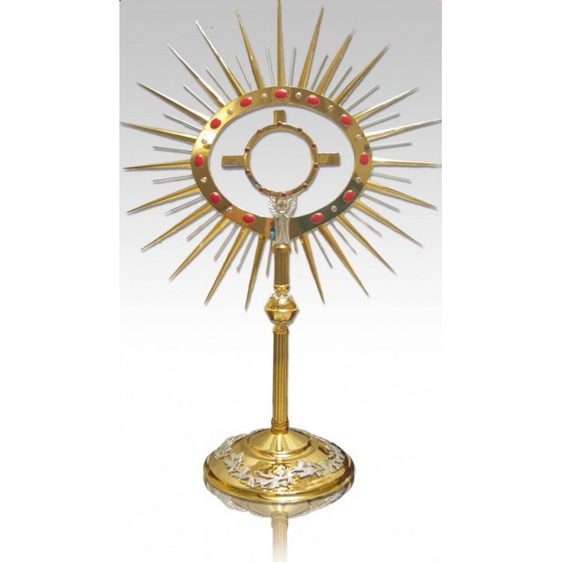 Monstrancja złocona z ozdobnymi elementami, na dużą hostię - 80 cm (S045) - MONSTRANCJE - Monstrancja złocona z ozdobnymi elementami, na dużą hostię - 80 cm (S045)