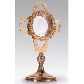 Monstrancja złocona z ozdobnymi krzewami, na dużą hostię - 73 cm (S047) - MONSTRANCJE