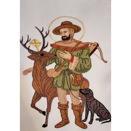 Ornat haftowany św. Hubert - Ornaty z wizerunkiem świętych - zdjęcie 2 - Ornat haftowany św. Hubert