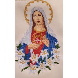 Stuła haftowana Serce Matki Bożej (38) - Z POSTACIAMI - zdjęcie 4 - Stuła haftowana Serce Matki Bożej (38)