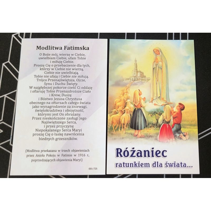 Obrazek z modlitwą Modlitwa Fatimska - 1 sztuka - Folder religijny - Obrazek z modlitwą Modlitwa Fatimska - 1 sztuka