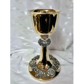 Kielich mszalny, medaliony 3 postacie - 23 cm (5D) - KIELICHY MSZALNE