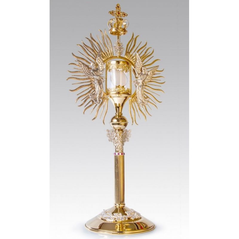 Monstrancja złocona z ozdobnymi elementami Aniołowie - 80 cm (S050) - MONSTRANCJE - Monstrancja złocona z ozdobnymi elementami Aniołowie - 80 cm (S050)