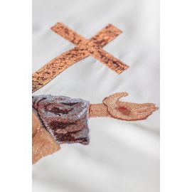 Ornat zdobiony franciszkańskim krzyżem TAU - ecru - Ornaty białe/ ecru - zdjęcie 2 - Ornat zdobiony franciszkańskim krzyżem TAU - ecru