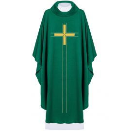 Ornat haftowany z krzyżem - zielony (H73) - Ornaty zielone