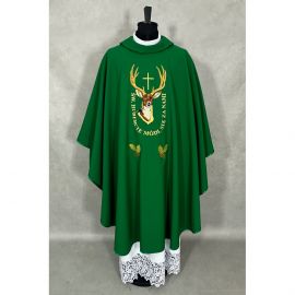 Ornat haftowany zielony Święty Hubert - SZATY LITURGICZNE - zdjęcie 4 - Ornat haftowany zielony Święty Hubert