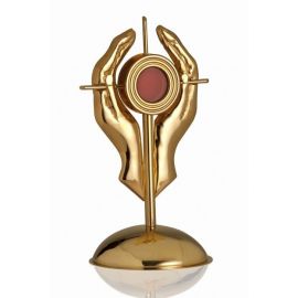 Relikwiarz mosiężny, złocony 20 cm - dłonie (1S) - RELIKWIARZE