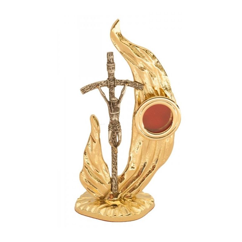 Relikwiarz mosiężny, złocony 22 cm - papieski (8S) - RELIKWIARZE - Relikwiarz mosiężny, złocony 22 cm - papieski (8S)