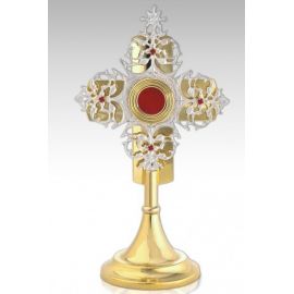Relikwiarz mosiężny, złocony 33 cm - wersja srebrzona (12S) - RELIKWIARZE