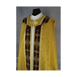 Kapa złota Semi-Gotycka - aksamitne pasy (5) - KAPY LITURGICZNE - zdjęcie 2 - Kapa złota Semi-Gotycka - aksamitne pasy (5)