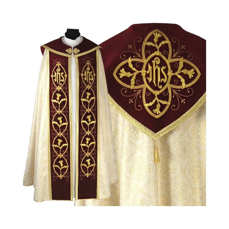 Kapa wzór gotycki - tkanina żakard (17) - KAPY LITURGICZNE - Kapa czerwona wzór gotycki - tkanina żakard (17)