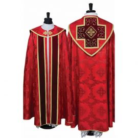 Kapa haftowana wzór gotycki - czerwona (85) - KAPY LITURGICZNE