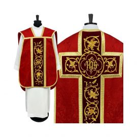 Ornat rzymski IHS - kolory liturgiczne, żakard (35) - Ornaty rzymskie