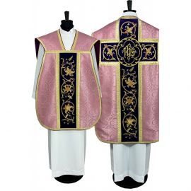 Ornat rzymski IHS - kolory liturgiczne, żakard (35) - Ornaty rzymskie - zdjęcie 12 - Ornat rzymski IHS - kolory liturgiczne, żakard (34)