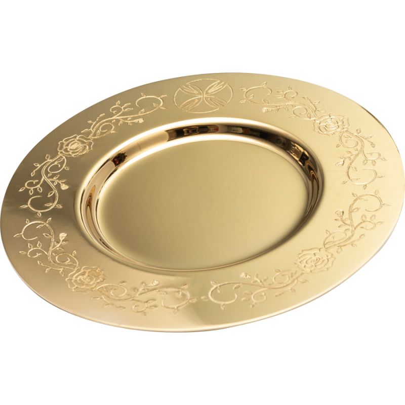 Patena kielichowa, mosiężna,  pozłacana 15 cm (1S) - PATENY LITURGICZNE - Patena kielichowa, mosiężna,  pozłacana 15 cm (1S)
