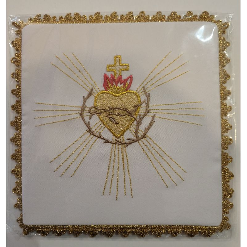 Palka haftowana Serce w koronie (2M) - kolor biały, srebrny - Palka haftowana Serce w koronie (2M)