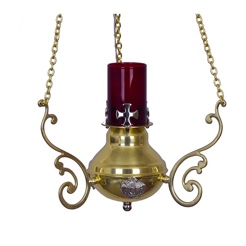 Lampa wieczna, elektryczna, elementy niklowane - wys. 75 cm, szer. 18 cm (S2) - LAMPKI WIECZNE - Lampa wieczna, elektryczna, elementy niklowane - wys. 75 cm, szer. 18 cm (S2)
