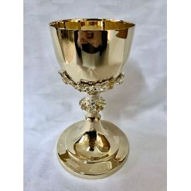 Kielich mszalny, winogrona, złocony + srebrzony - 20 cm (15D) - KIELICHY MSZALNE