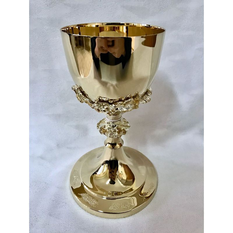 Kielich mszalny, winogrona, złocony + srebrzony - 20 cm (15D) - KIELICHY MSZALNE - Kielich mszalny, winogrona, złocony + srebrzony - 20 cm (15D)