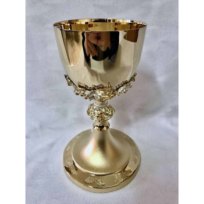 Kielich mszalny, winogrona, złocony + srebrzony - 20 cm (16D) - KIELICHY MSZALNE - Kielich mszalny, winogrona, złocony + srebrzony - 20 cm (16D)