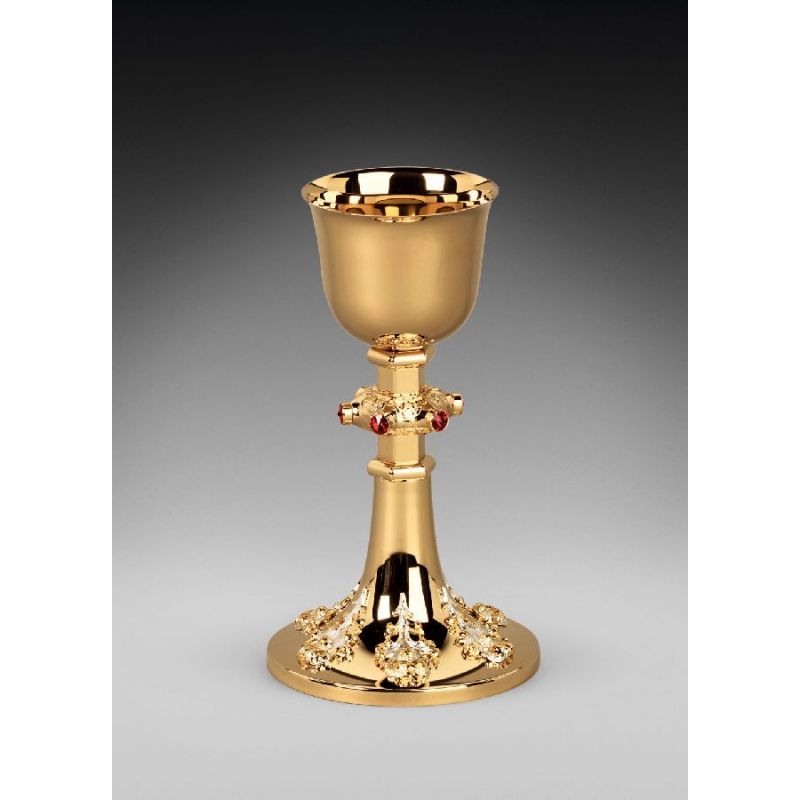 Kielich mszalny, złocony, ozdobne kamienie - 24,5 cm (17D) - KIELICHY MSZALNE - Kielich mszalny, złocony, ozdobne kamienie - 24,5 cm (17D)