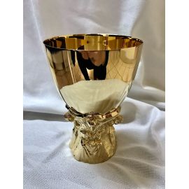 Kielich mszalny, pozłacany,Pan jezus + 2 uczniów, nodus odlew - 20 cm (26D) - KIELICHY MSZALNE