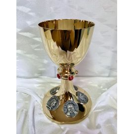 Kielich mszalny, pozłacany, 5 Pierwszych Polskich Męczenników - 24 cm (29D) - KIELICHY MSZALNE