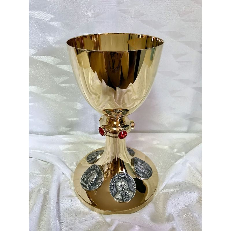 Kielich mszalny, pozłacany, 5 Pierwszych Polskich Męczenników - 24 cm (29D) - KIELICHY MSZALNE - Kielich mszalny, pozłacany, 5 Pierwszych Polskich Męczenników - 24 cm (29D)