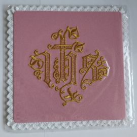 Palka haftowana różowa IHS (7) - BIELIZNA KIELICHOWA
