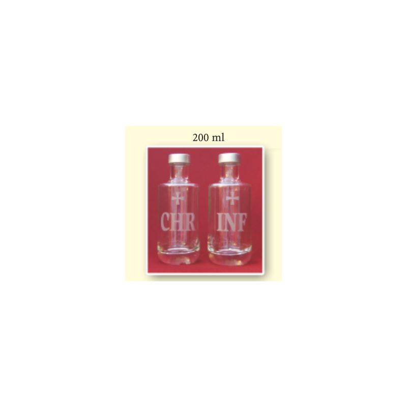 Komplet dwóch butelek na oleje święte 200 ml - CHR, INF - NACZYNIA NA OLEJE ŚWIĘTE - Komplet dwóch butelek na oleje święte 200 ml - CHR, INF