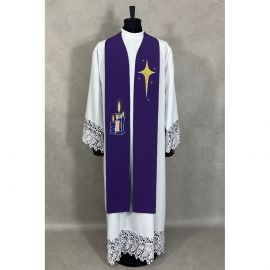 Stuła haftowana fioletowa - Adwent (stuła adwentowa) - STUŁY - zdjęcie 2 - Stuła haftowana fioletowa - Adwent (stuła adwentowa)