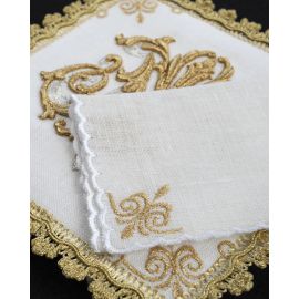 Bielizna kielichowa, lniana, haft Maryjny (94H) - Zestawy lniane - zdjęcie 2 - Bielizna kielichowa, lniana, haft Maryjny (94H)