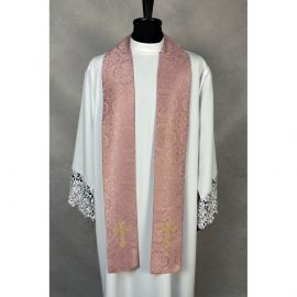 Ornat gotycki różowy + stuła, tkanina żakard (8K) - ORNATY WIELKANOCNE - zdjęcie 3 - Ornat gotycki różowy + stuła, tkanina żakard (8K)