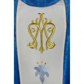 Ornat maryjny niebieski, tkanina żakard (24K) - Ornaty Maryjne - zdjęcie 4 - Ornat maryjny niebieski, tkanina żakard (24K)
